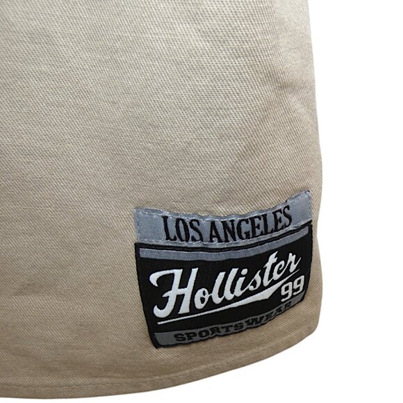 Hollister Minimalist Prep SS Button Up Tan Baseball Jersey Shirt Men's Size S - Picture 6 of 8